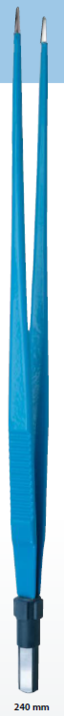 Bipolar Pinsett, rett 240mm, 0.3mm tupp, iso.,flat-plugg