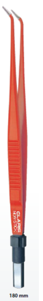 Bip.CLARIS Pinsett,non-stick, vinklet 180mm, 1mm, flat-plug 