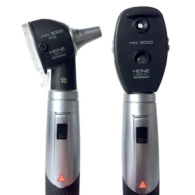 HEINE mini 3000 otoskop+ oftalmoskop med ladestasjon (fiber, halogen, 3X) 