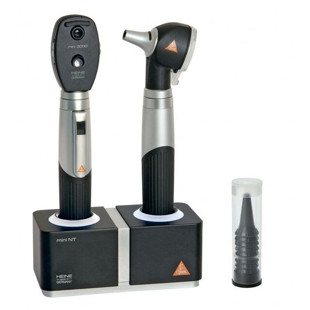 HEINE mini 3000 otoskop+ oftalmoskop med ladestasjon (fiber, halogen, 3X) 