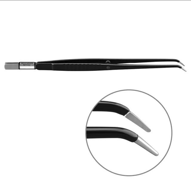 Bipolar forceps Angled, 195 mm, 8 mm x 1 mm 