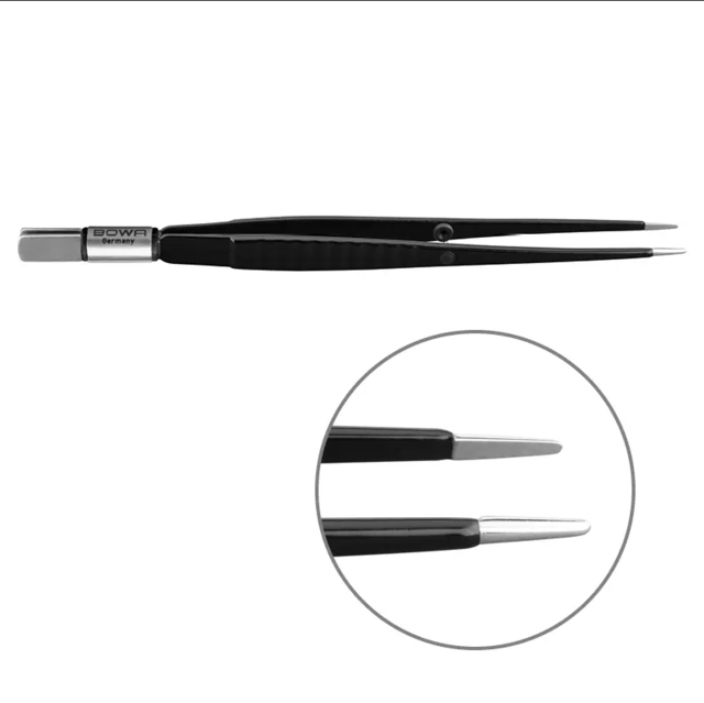 Bipolar forceps, straight 160 mm, 8 mm x 1 mm 