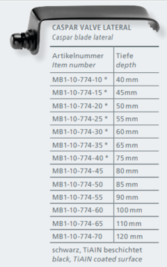 Caspar Blade lateral length 90mm black TiAlN coated